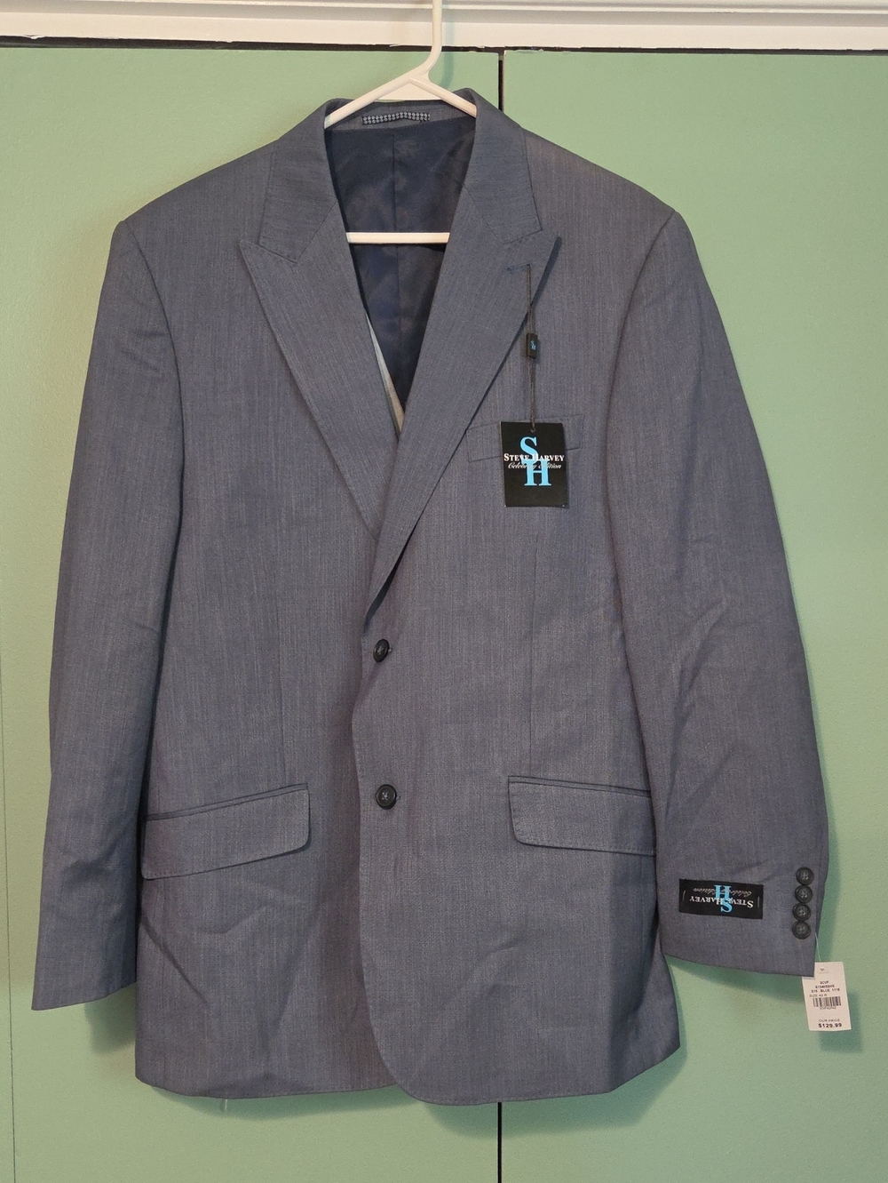 Nwt Steve Harvey Blue Men's Two-Button Suit Blazer And Vest Size 42 R ( 2 Pc)